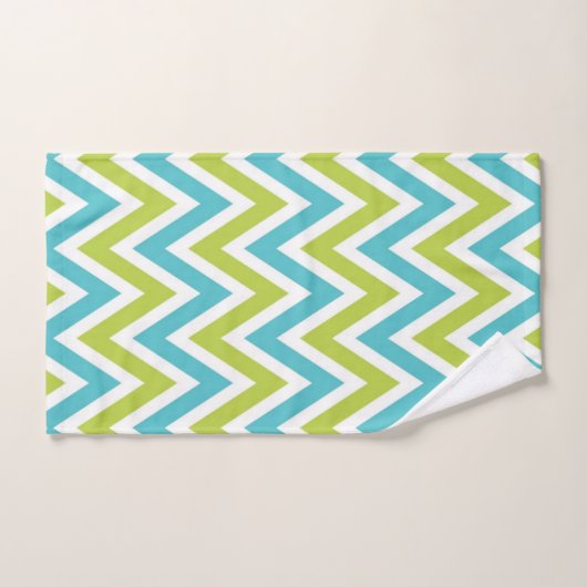 Chevron bleu et vert moderne (Serviette à main)