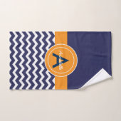 Chevron bleu foncé orange (Serviette à main)