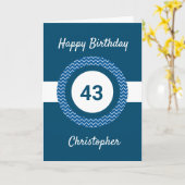Chevron Blue 43rd Birthday Kaart (Gele Bloem)