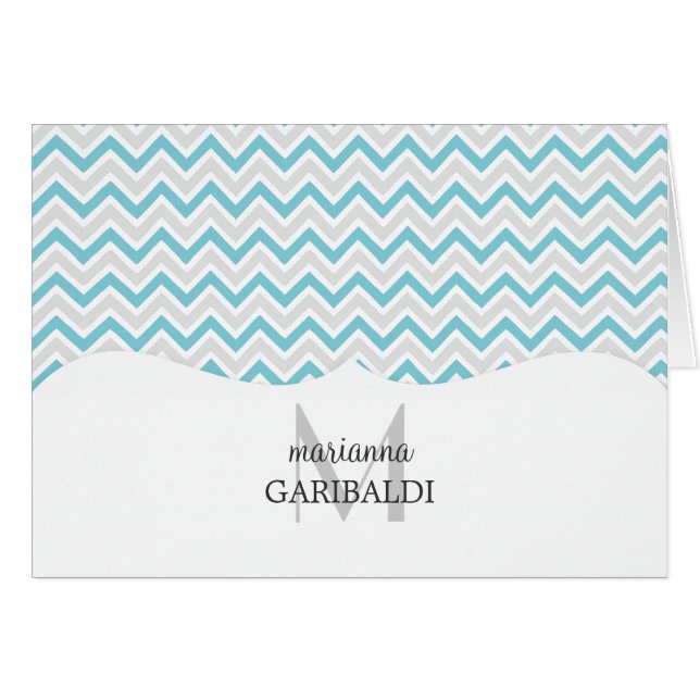 Chevron Blue en Modern Personalized (Voorkant Horizontaal)