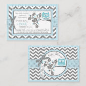 Chevron Blue Owl Lire Une Carte De Livre (Devant / Derrière)