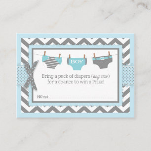 Chevron Blue Owl Luier Raffle Ticket Informatiekaartje
