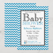 Chevron Blue & White Baby Shower Invitations (Devant / Derrière)