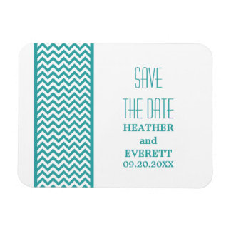 Chevron Border Save the Date Magnet, Blauwgroen Magneet