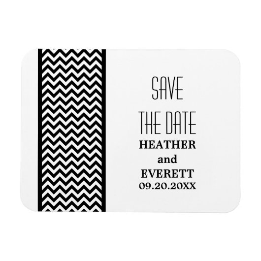 Chevron Border Save the Date Magnet, Ebony Magneet (Horizontaal)