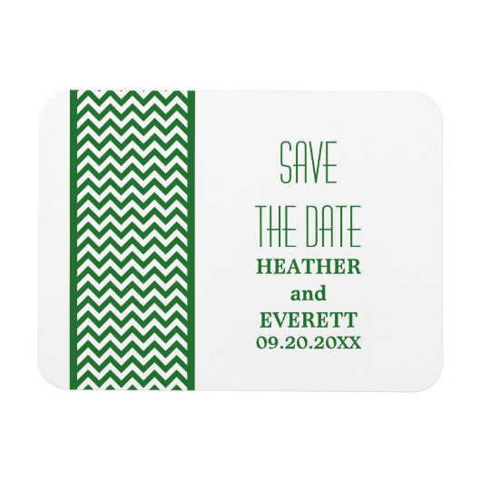 Chevron Border Save the Date Magnet, Green Magneet (Horizontaal)