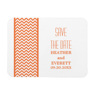 Chevron Border Save the Date Magnet, Oranje Magneet
