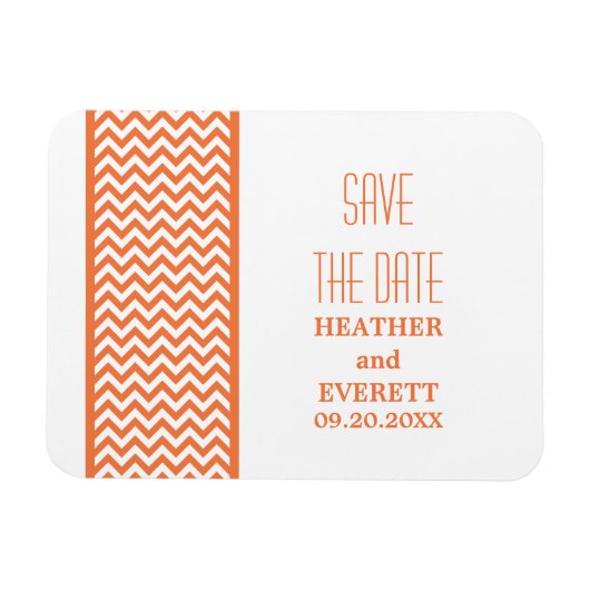 Chevron Border Save the Date Magnet, Oranje Magneet (Horizontaal)