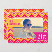 Chevron brillant photo 21e anniversaire invitation (Devant / Derrière)