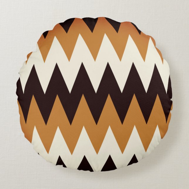 Chevron Brown Tan & Blanc Imprimé Coussin à lancer (Devant)