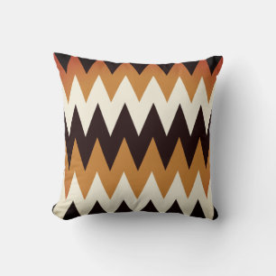 Chevron Brown Tan & Blanc Imprimé Coussin à lancer