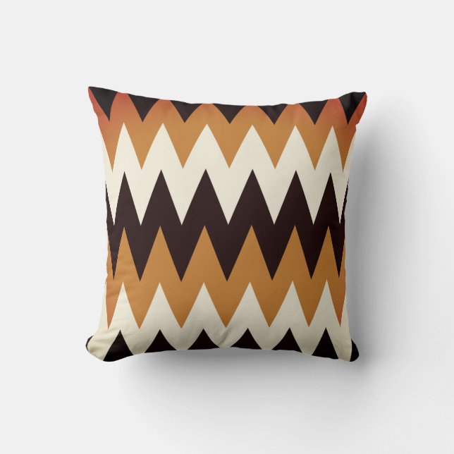 Chevron Brown Tan & Blanc Imprimé Coussin à lancer (Recto)