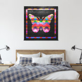 Chevron Butterfly Pattern on Wood Canvas Afdruk (Insitu (Slaapkamer))