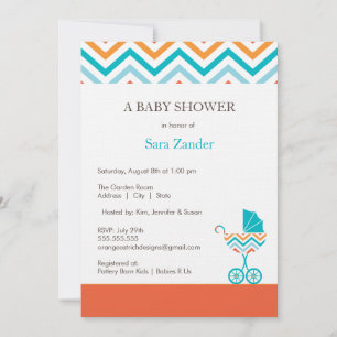 Chevron Carriage Baby shower Invitation    Jongen Kaart