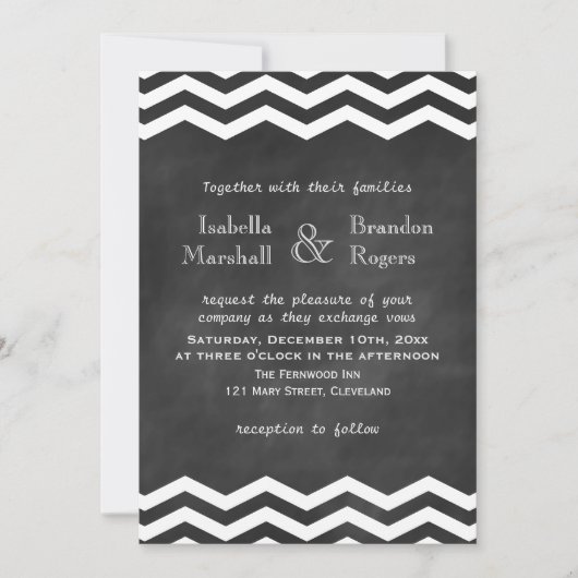 Chevron Chalkboard Wedding Invitation Kaart (Voorkant)