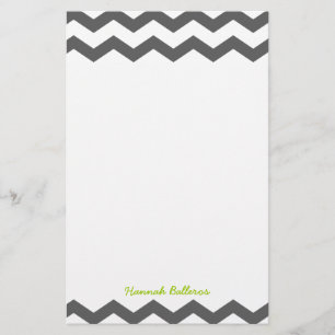 Chevron Charcoal Gray Zigzag Stripes Personalizeer Briefpapier