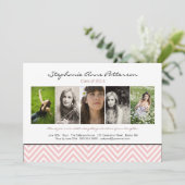 Chevron Chic 5 Foto Afstuderen Aankondiging Roze (Staand voorkant)