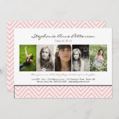 Chevron Chic 5 Foto Afstuderen Aankondiging Roze (Voorkant / Achterkant)