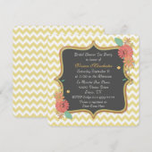 Chevron chic et invitation florale de Fête de la (Devant / Derrière)
