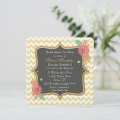 Chevron chic et invitation florale de Fête de la (Debout devant)