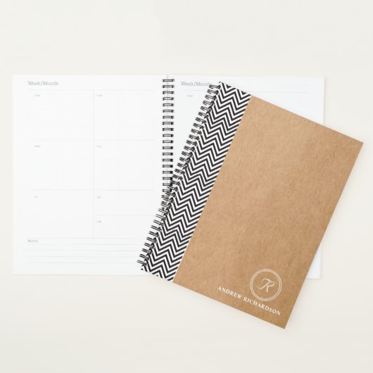 Chevron Chic Monogrammed Docenten Planner (Display)