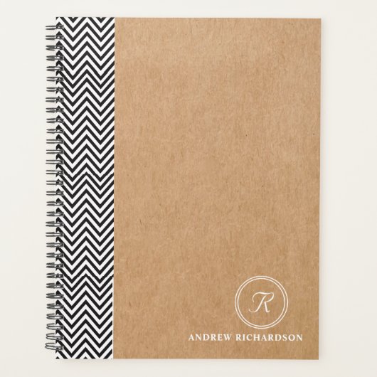 Chevron Chic Monogrammed Docenten Planner (Voorkant)