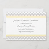 Chevron citron gris Juste Marié Cartes Faire-part (Dos)