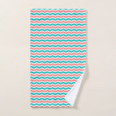 Chevron Corail et Sarcelle (Serviette à main)