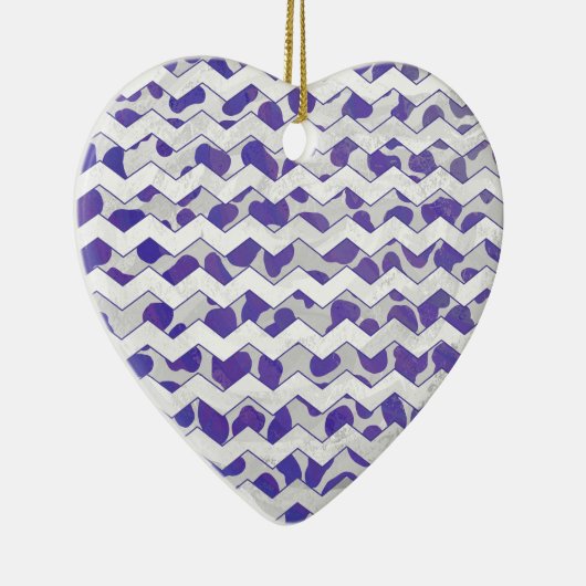 Chevron Dalmatian Paars en White Keramisch Ornament (Rechts)