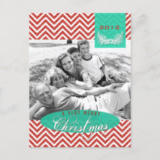 Chevron Damask Kerstfoto Briefkaart