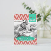 Chevron Damask Kerstfoto Briefkaart (Staand voorkant)