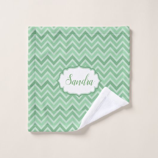 Chevron dans les tons verts (Gant de toilette)