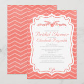 Chevron de corail barre des invitations de Fête de (Devant / Derrière)