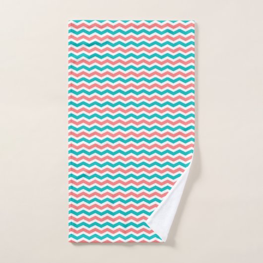 Chevron de corail et turquoise (Serviette à main)