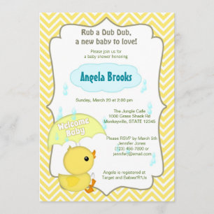 Chevron Duck Baby shower Sprinkle Invitations Kaart