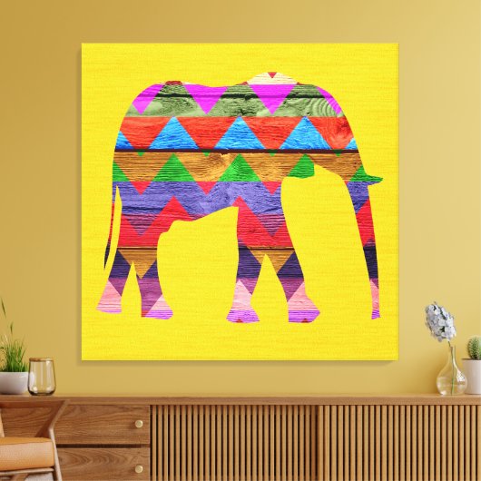 Chevron Elephant Pattern Canvas Afdruk (Insitu (Woonkamer))