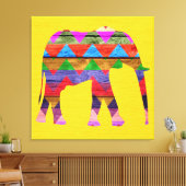 Chevron Elephant Pattern Canvas Afdruk (Insitu (Woonkamer))