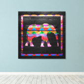 Chevron Elephant Pattern on Wood Canvas Afdruk (Insitu (Houten vloer))