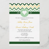 Chevron Emerald Green Gold Faire-part de mariage (Recto)