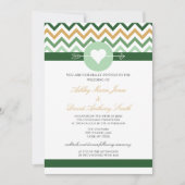 Chevron Emerald Green Gold Faire-part de mariage (Devant)