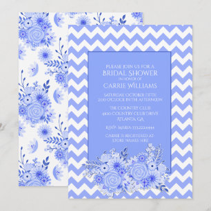 Chevron en Flowers Bridal Shower Invitation Kaart