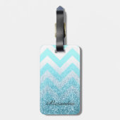 Chevron en Glitter Bagagelabel (Achterkant verticaal)