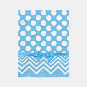 Chevron en polka stip in wit blauw lint fleece deken