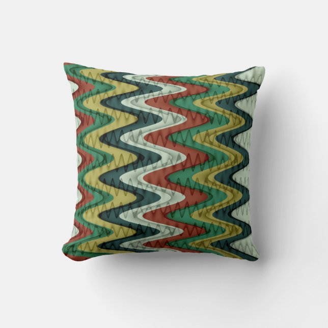 Chevron en Wavy Stripes Pattern Kussen (Voorkant)