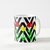 Chevron et fleurs Mug Floral moderne (Devant droit)
