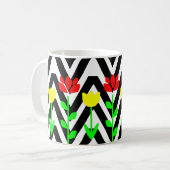 Chevron et fleurs Mug Floral moderne (Devant gauche)