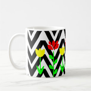 Chevron et fleurs Mug Floral moderne
