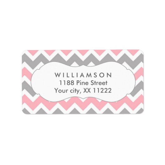 chevron étiquette de adresse rose et gris préféren (Devant)