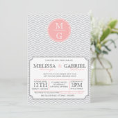 Chevron Faire-part de mariage rose moderne (Debout devant)