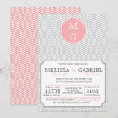 Chevron Faire-part de mariage rose moderne (Devant / Derrière)